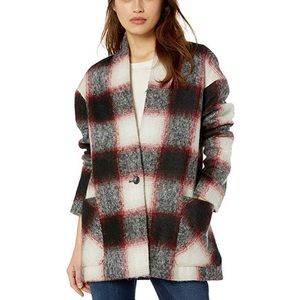 Pendleton Collarless Plaid Coat